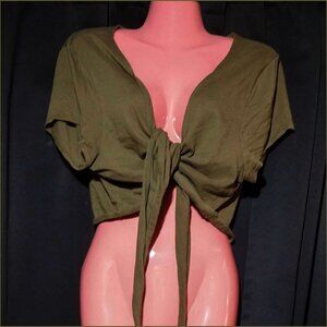 One Size up to XL Vintage Venezia Shrug Wrap in Military Green